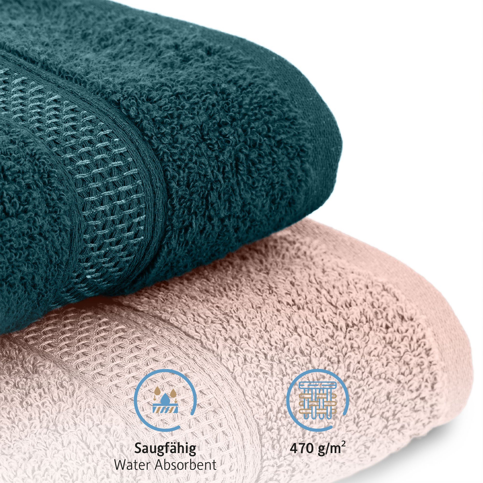 Komfortec Badetücher 100% Baumwolle, 470 g/m², Frottee (4-St), Handtücher 70x140 cm Set, Weich