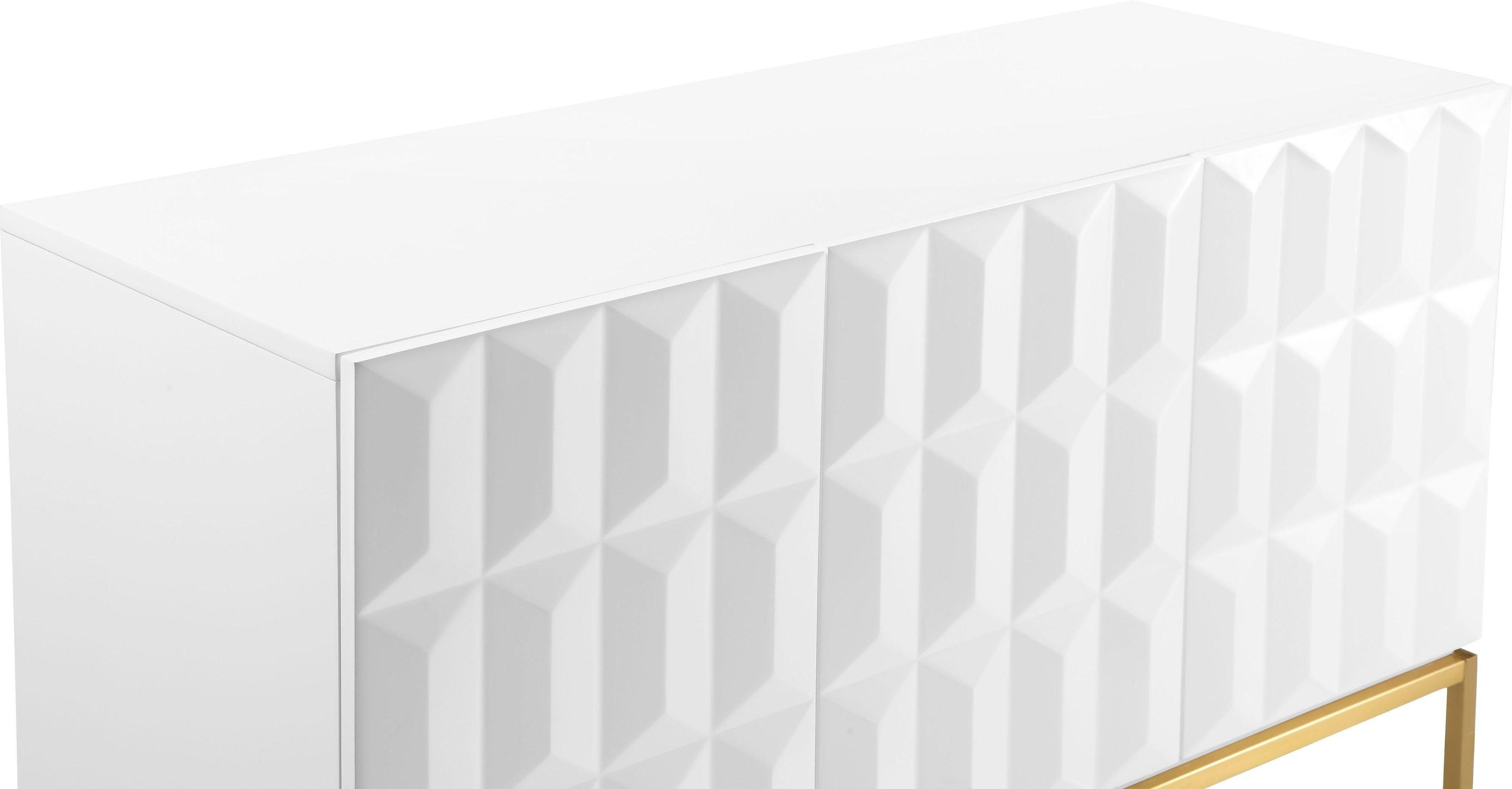 Leonique Sideboard Alais, in 3D-Optik, mit viel Stauraum und goldfarbenem Metallgestell