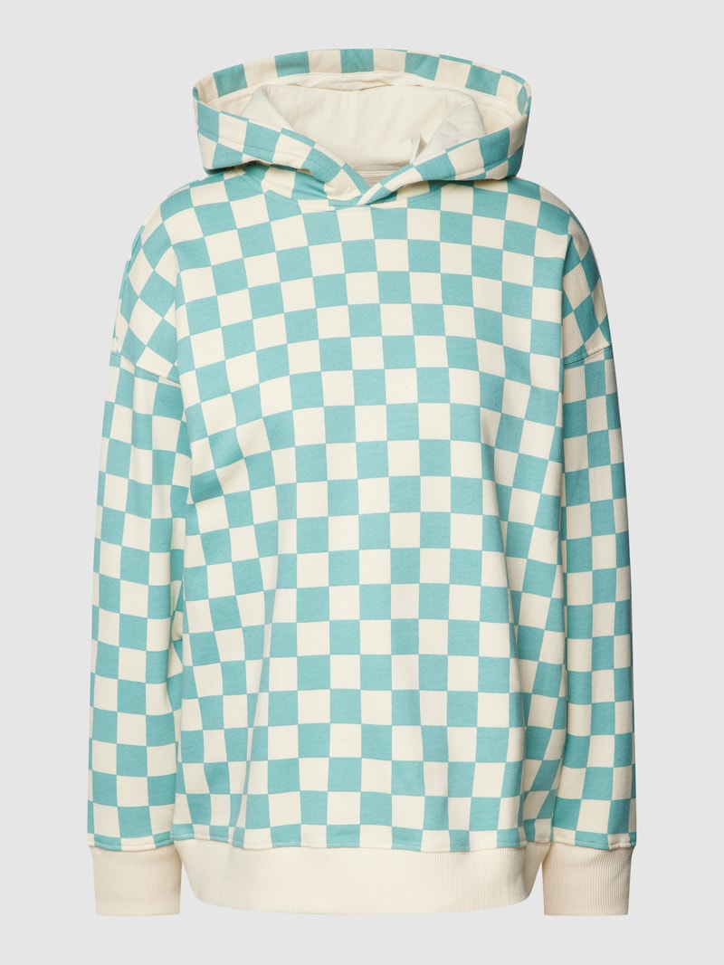 Hoodie mit Gitterkaro in lagune