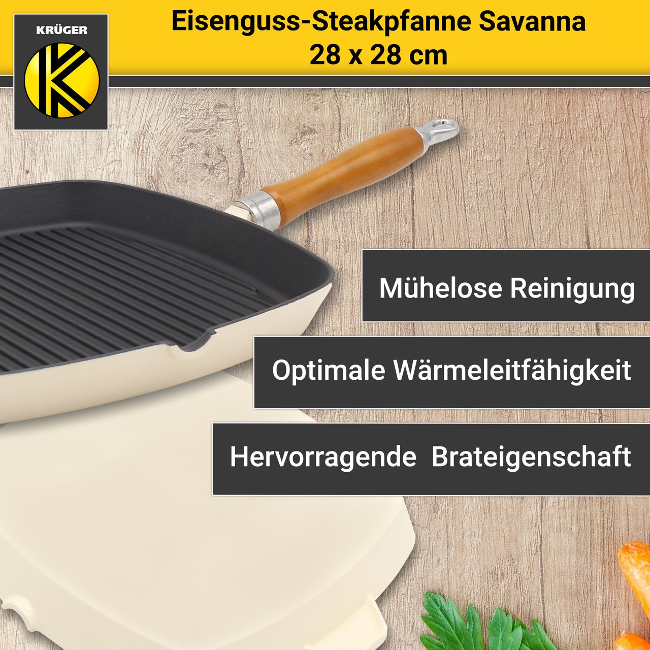 Karl Krüger Eisenguss Steakpfanne SAVANNA, 28x28 cm