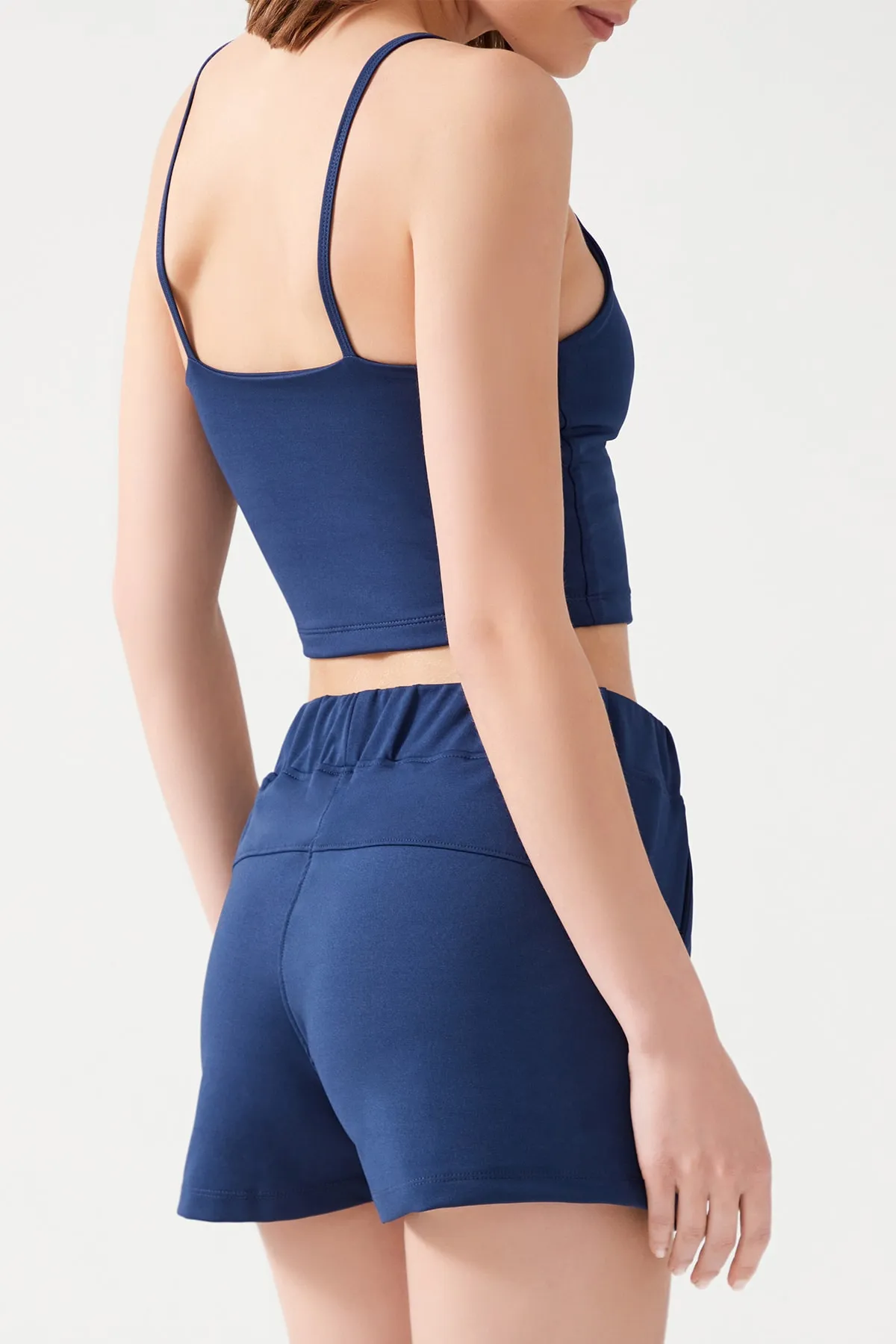 LOS OJOS  Damen-Sportshorts mit Taschen, elastischem Bund und Basic-Passform in Marineblau