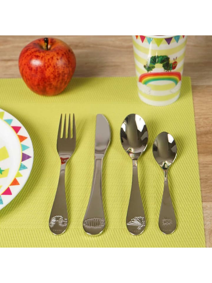 Geda Labels Kinderbesteck Raupe Nimmersatt in Silber - 20,8x14x2,5cm günstig kaufen onesize
