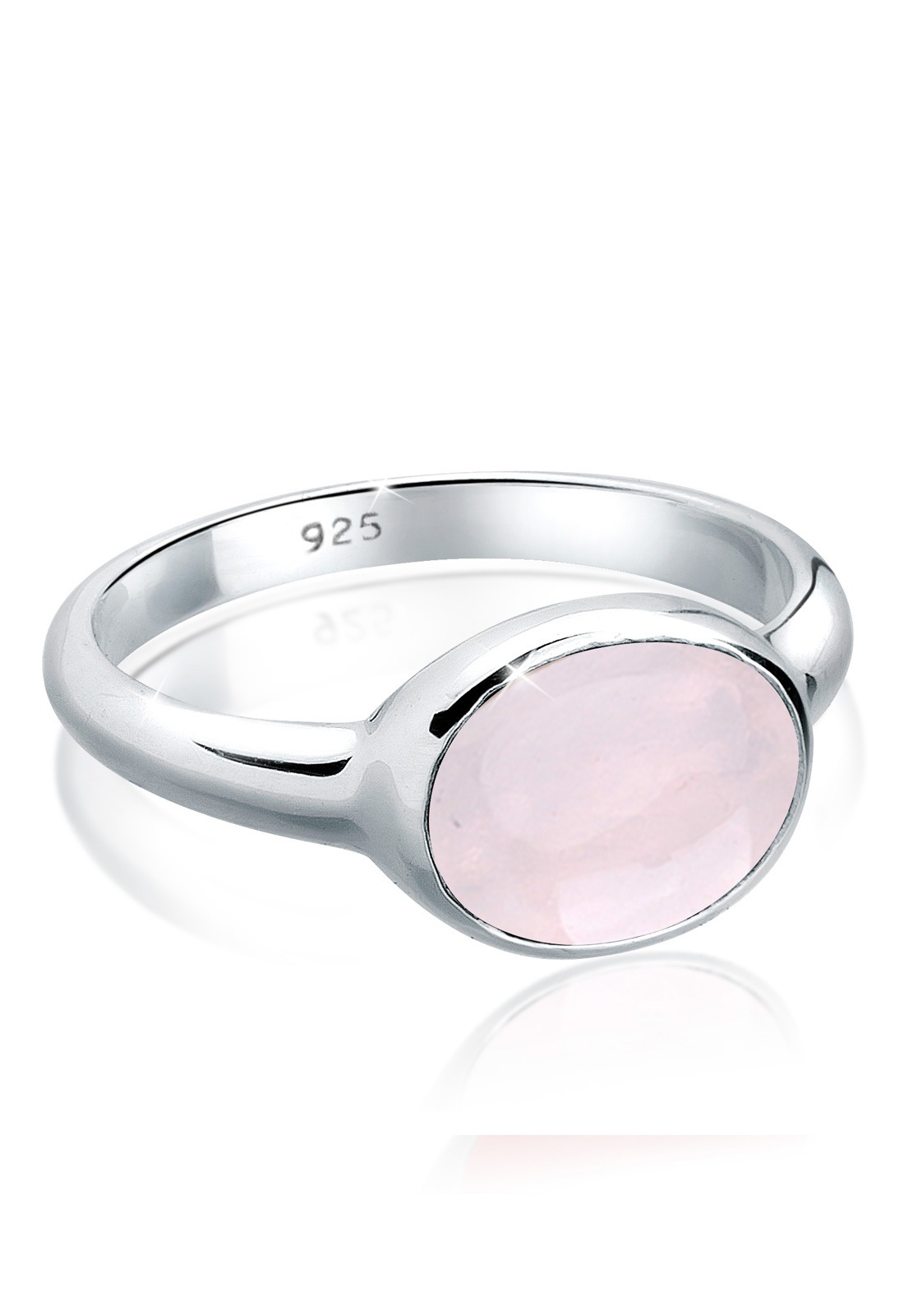 Bague solitaire Elli en quartz rose, argent sterling 925