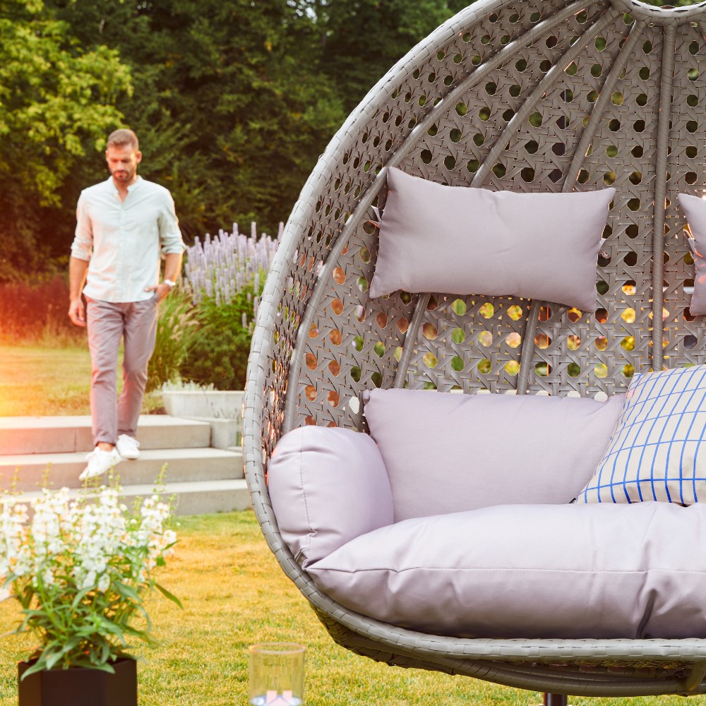 Home Deluxe Polyrattan Hängesessel TWIN grau