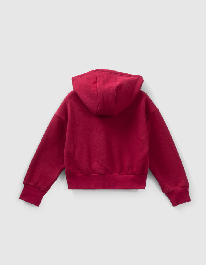 Sweat bordeaux brodé à capuche fille