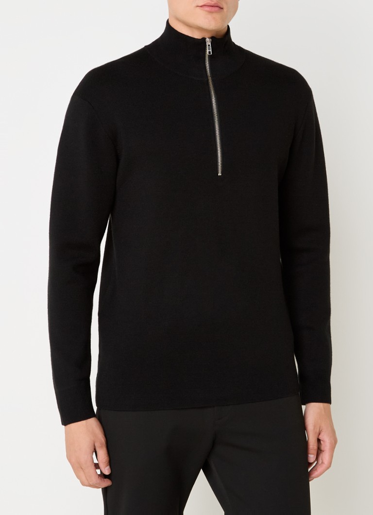 NN.07 Harald fine-knit sweater with half zip in wool blend