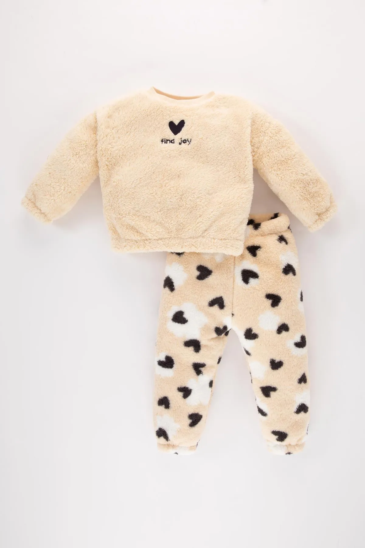 DeFacto  Plüsch-Sweatshirt-Jogginghose mit Herzmuster für Babys, 2er-Set