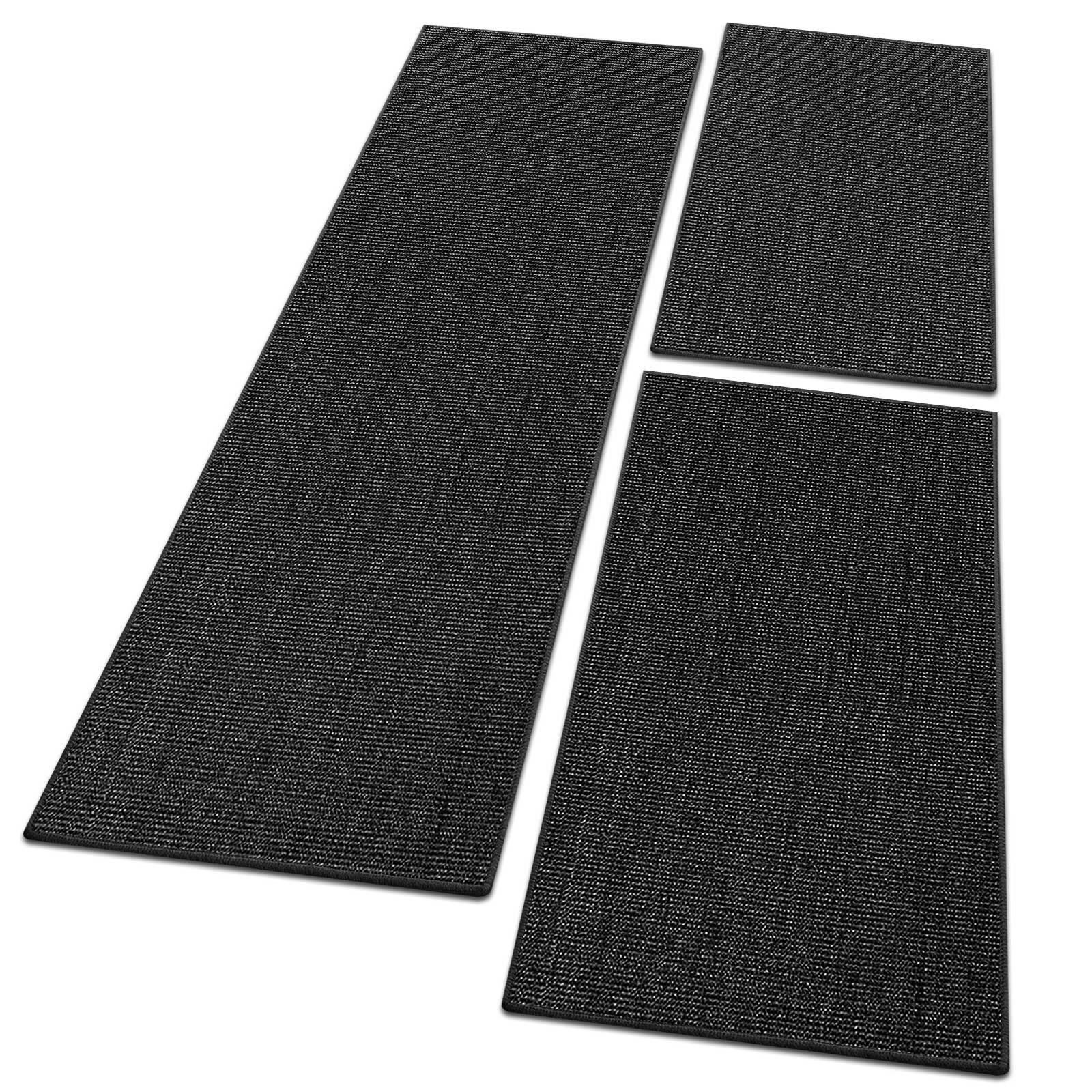 Bettumrandung Sylt Schwarz, 3 Größen, Teppichläufer, ideal im Schlafzimmer Floordirekt, Höhe 6 mm, (3-tlg), Sisal, 1A