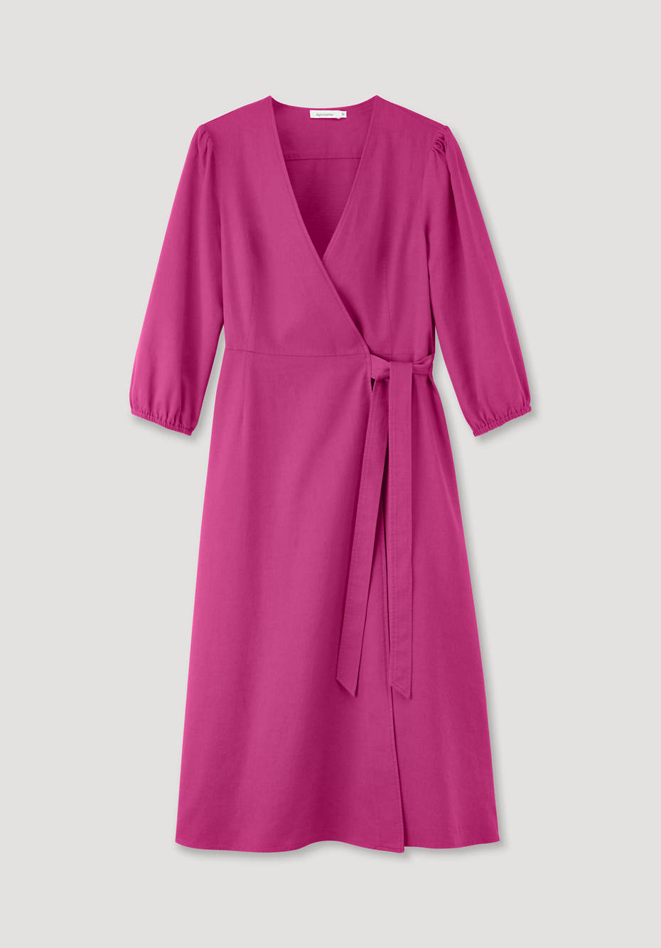 Midi-Wickelkleid aus Bio-Baumwolle mit Leinen