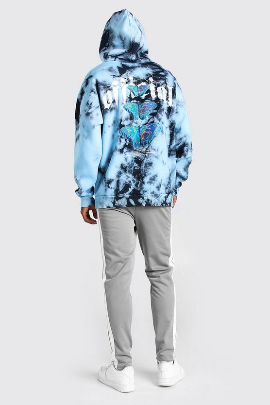 Oversiz Batik Hoodie mit Schmetterlings-Print