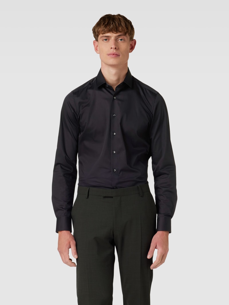 Body Fit Business-Hemd mit Kentkragen Modell 'Modern Kent' in schwarz