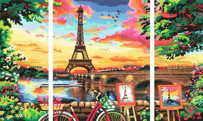 CreArt Spiegelbild von Paris - Malen nach Zahlen für Erwachsene
