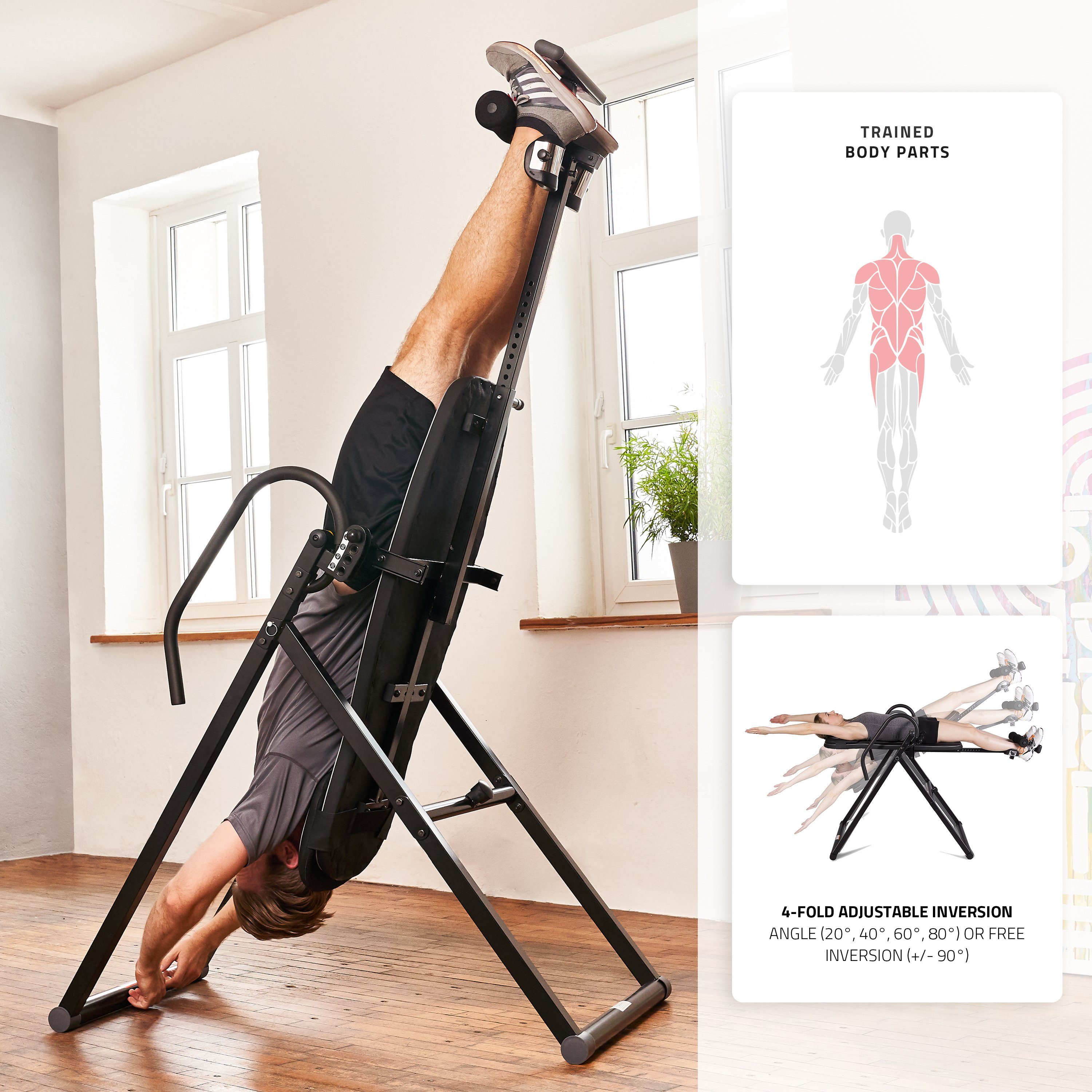 SportPlus Rückentrainer SP-INV-010-B, Inversionsbank, Rückentrainer, Schwerkrafttrainer, Inversionstisch, SP-INV-010-B