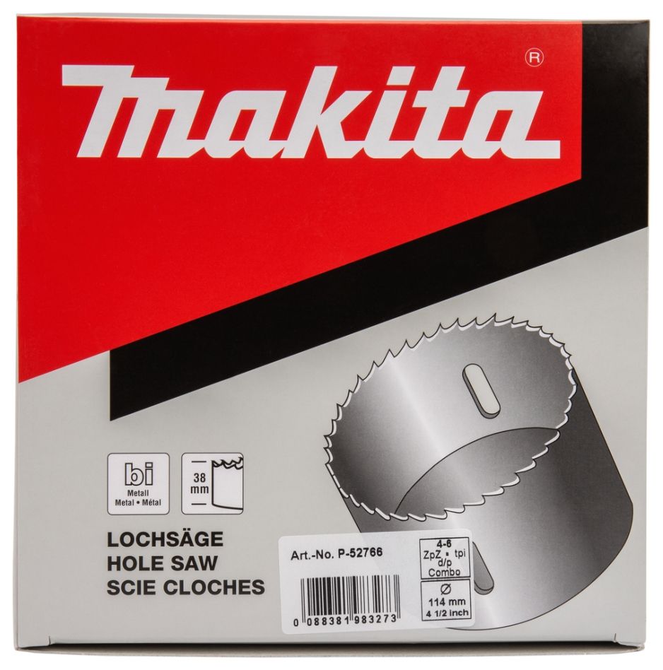 Makita Accessories P-52766 Carotă HSS bimetal 114 mm, alb