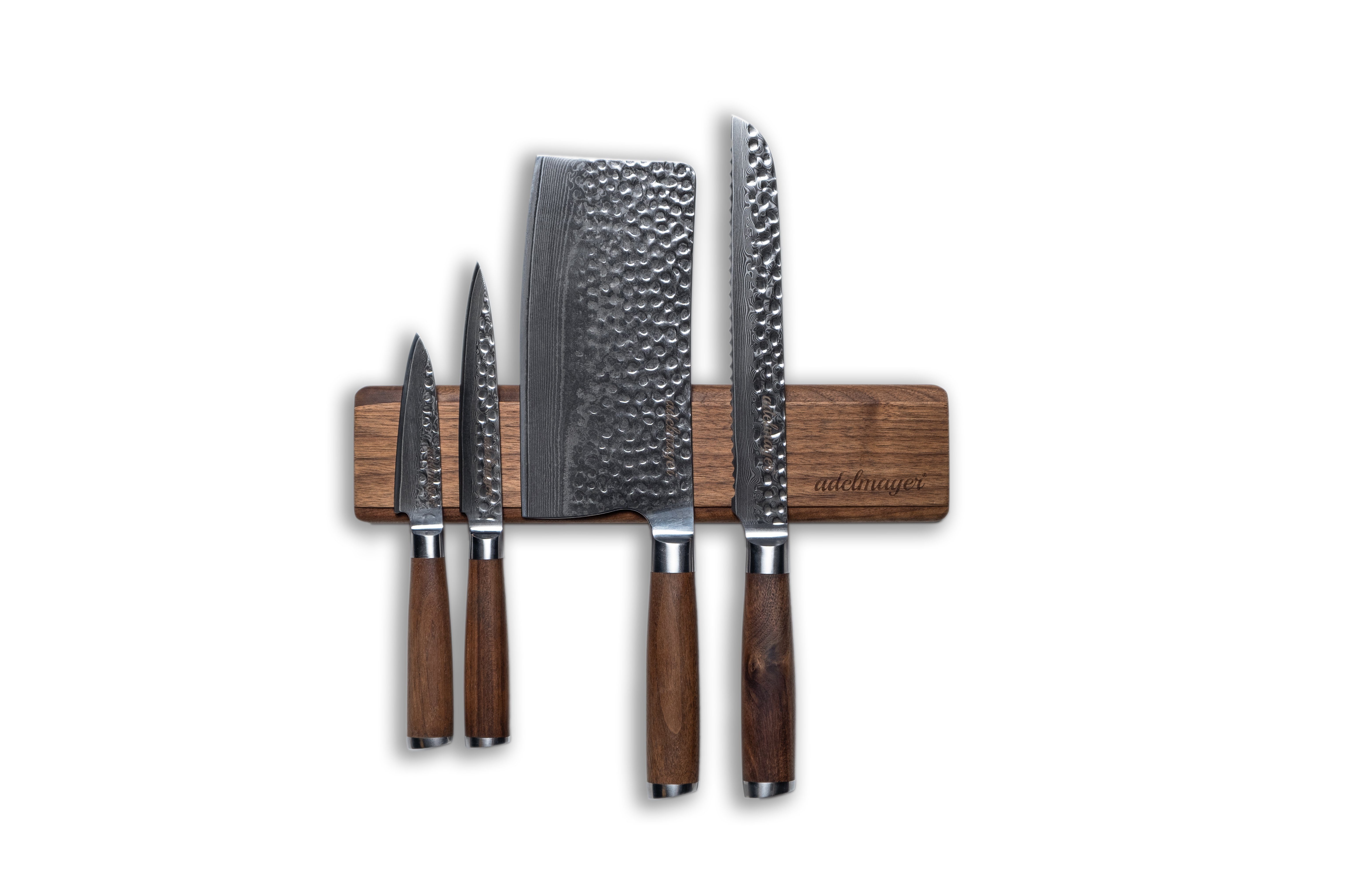 adelmayer Wand-Magnet Messer-Leiste in verschiedenen Längen, aus hochwertigem Walnuss-Holz