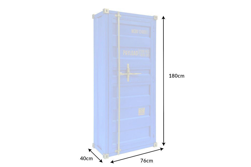 riess-ambiente Barschrank GLOBETROTTER 180cm blau / gold (Einzelartikel, 1-St) Wohnzimmer · Metall · für Alkohol · Küche · Container · Industrial