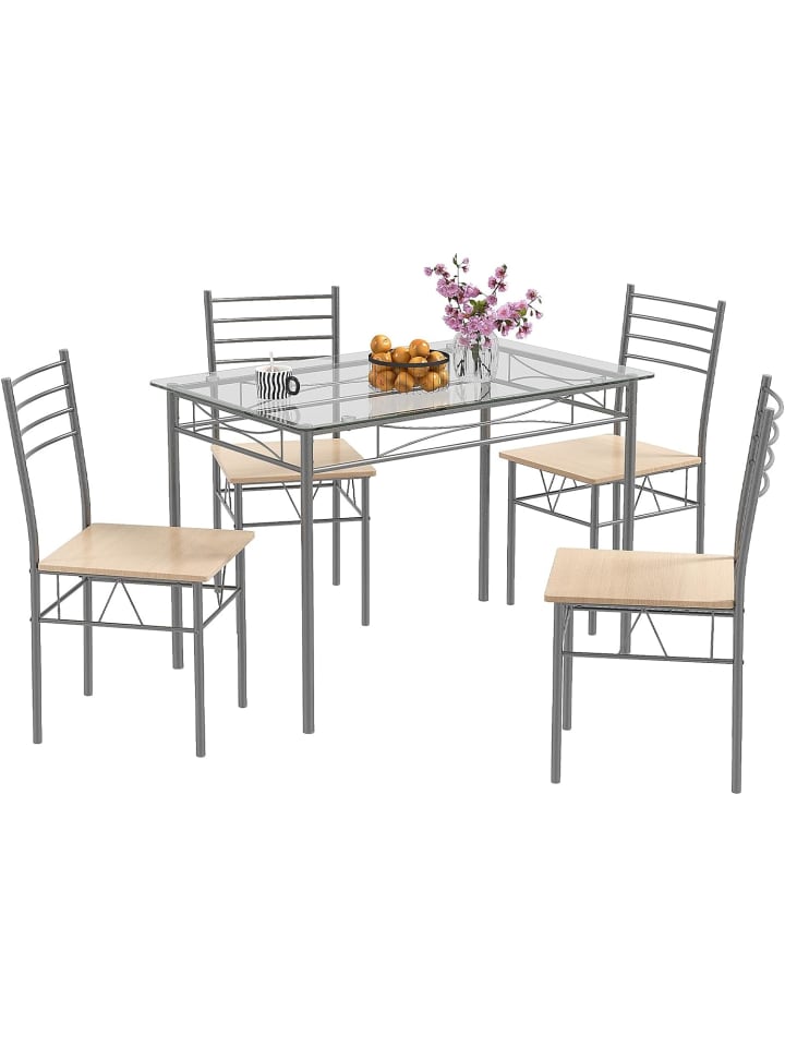 COSTWAY 5 tlg. Set Esstisch in Beige günstig kaufen onesize