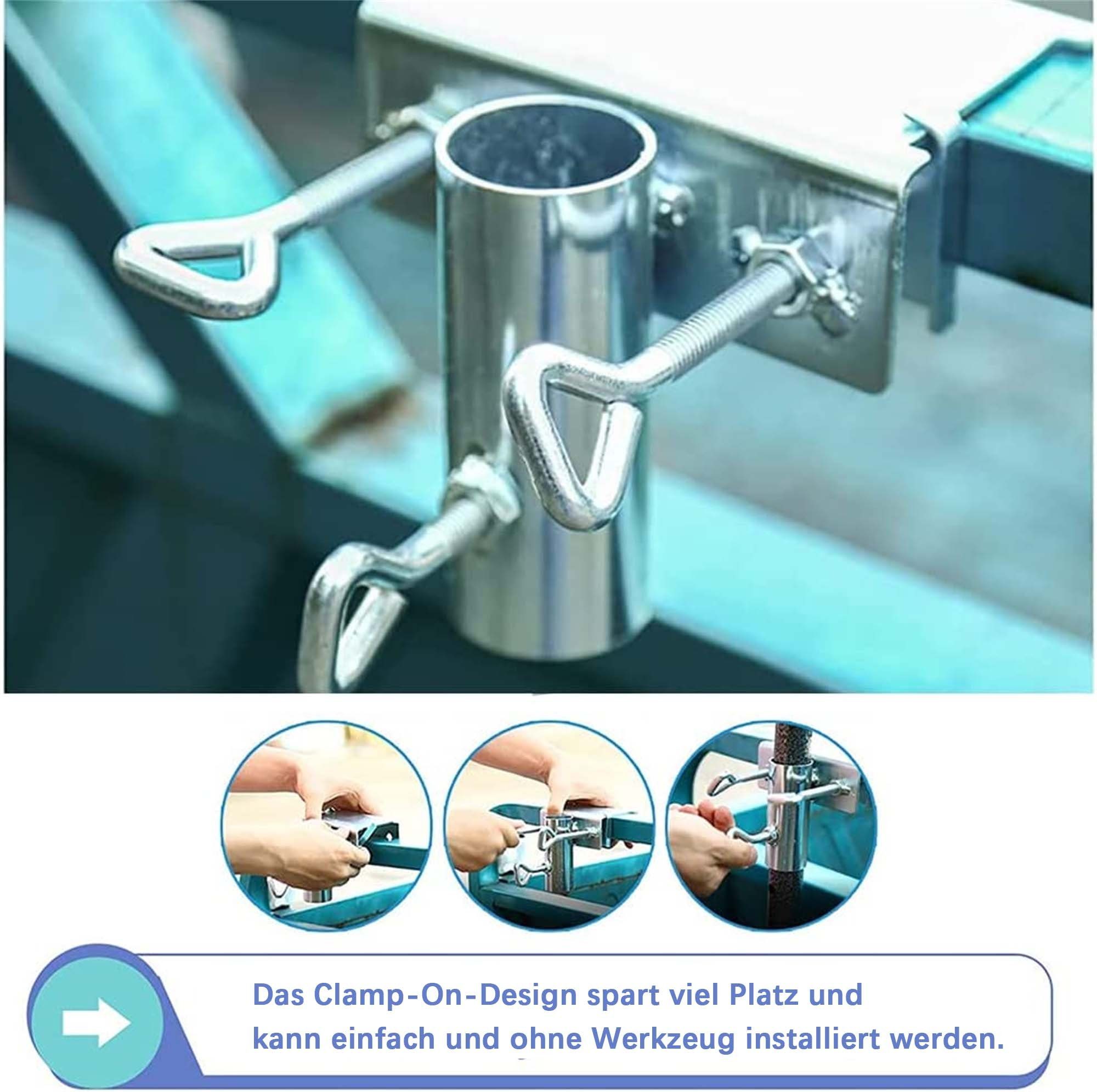 flowgoer Schirmhalter Outdoor Regenschirm Clips, Halter für Balkongeländer