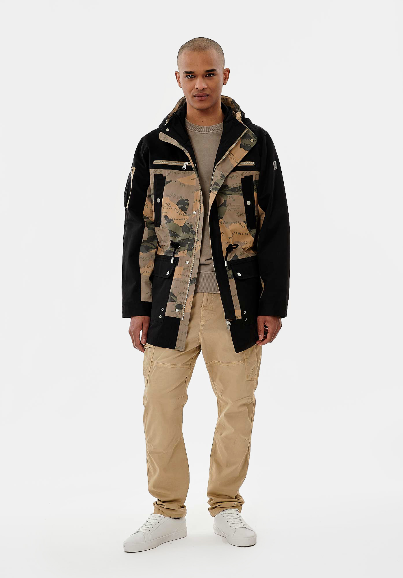NABIA  Parka noire et camouflage Homme