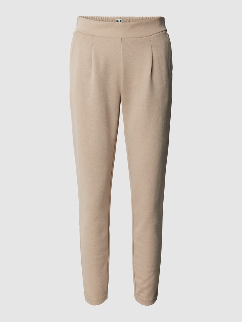 Stoffhose mit Bundfalten in beige