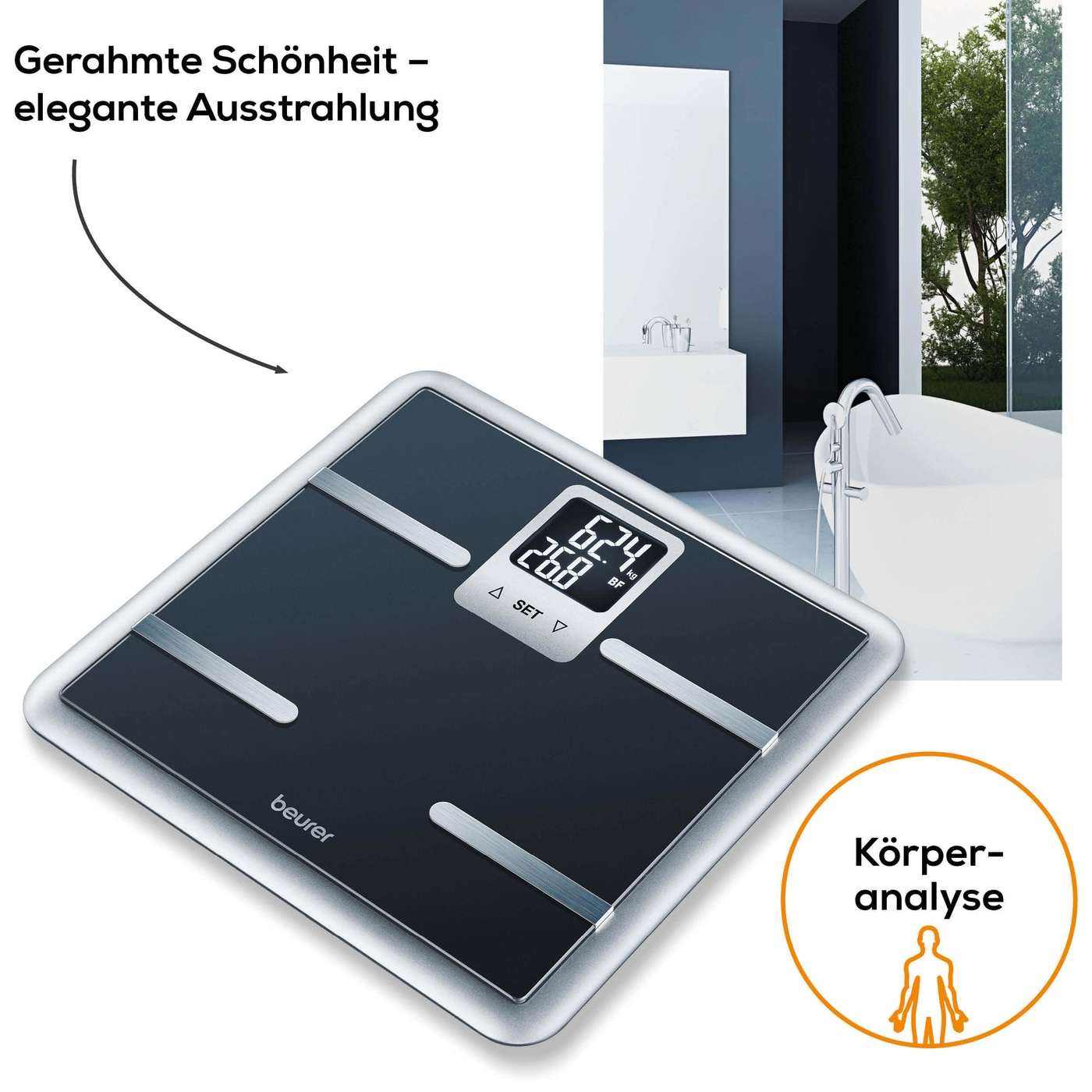Beurer Diagnosewaage BG 40-Körperanalysewaage mit Ganzkörperanalyse im XL-Format - bis 150 kg
