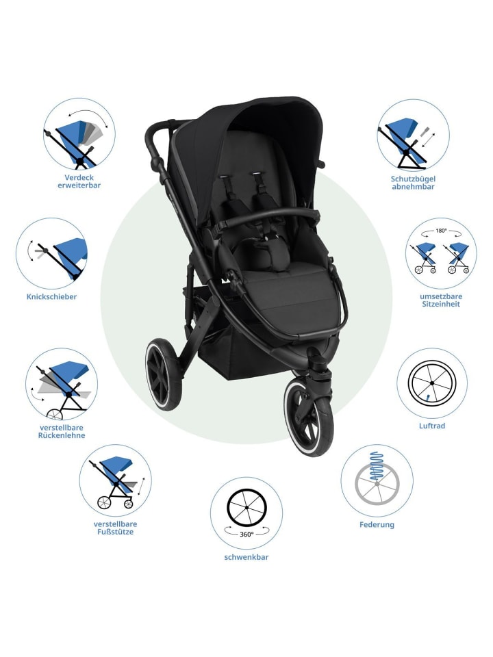 ABC-Design 3in1 Kinderwagen-Set Salsa Run - Babywanne, in schwarz günstig kaufen onesize