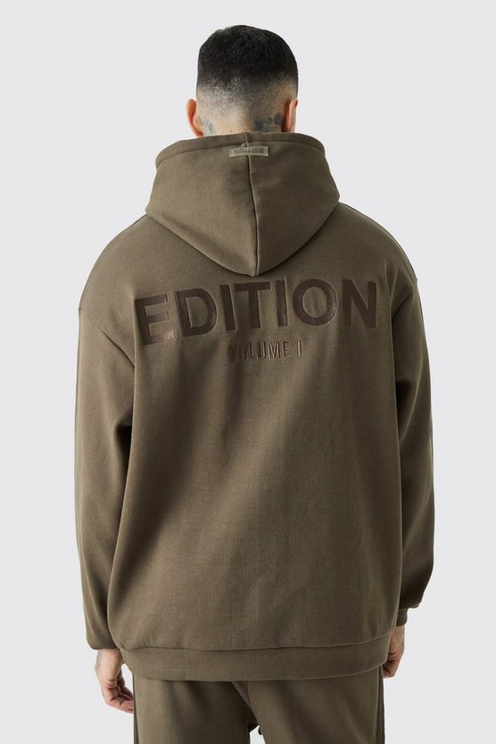 Tall gerippter Oversize Hoodie mit Edition Print