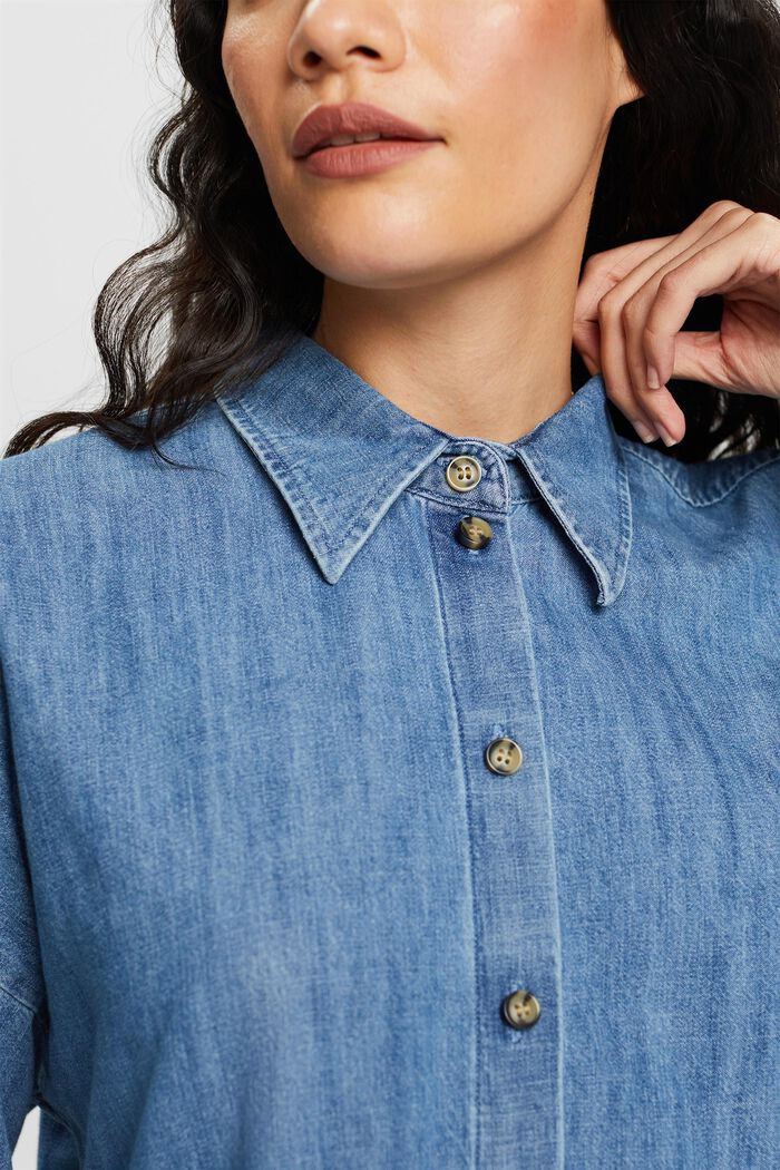 Oversized Jeans-Hemdbluse, 100 % Baumwolle