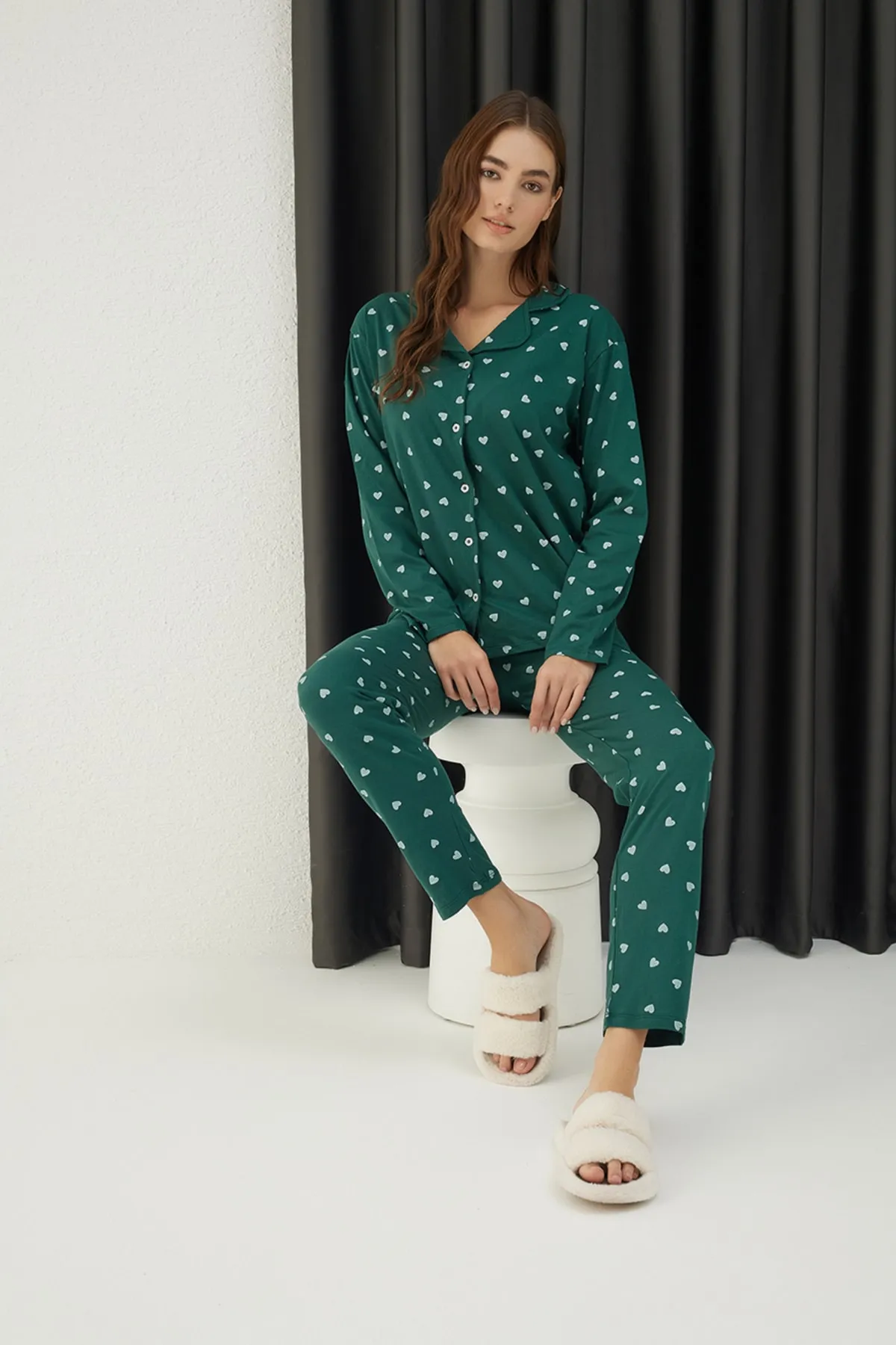 ELİTOL  Pyjama-Set aus Baumwoll-Lycra mit Knöpfen