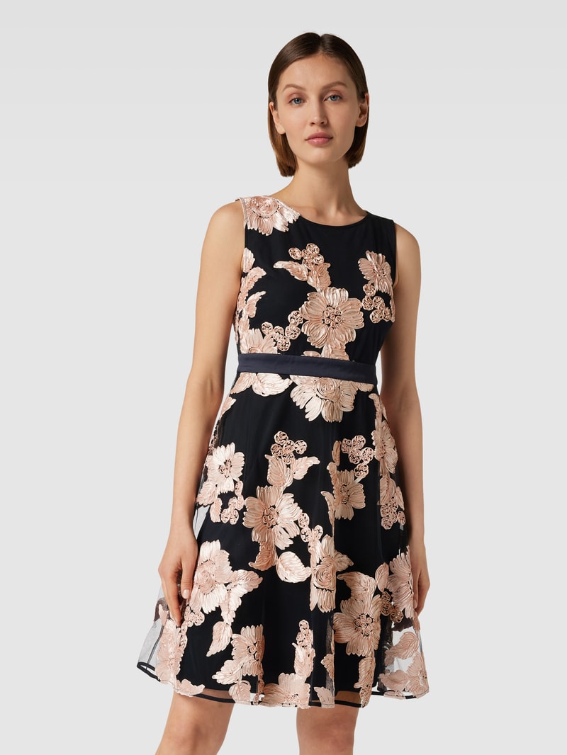 Cocktailkleid mit Taillenpasse in marineblau meliert