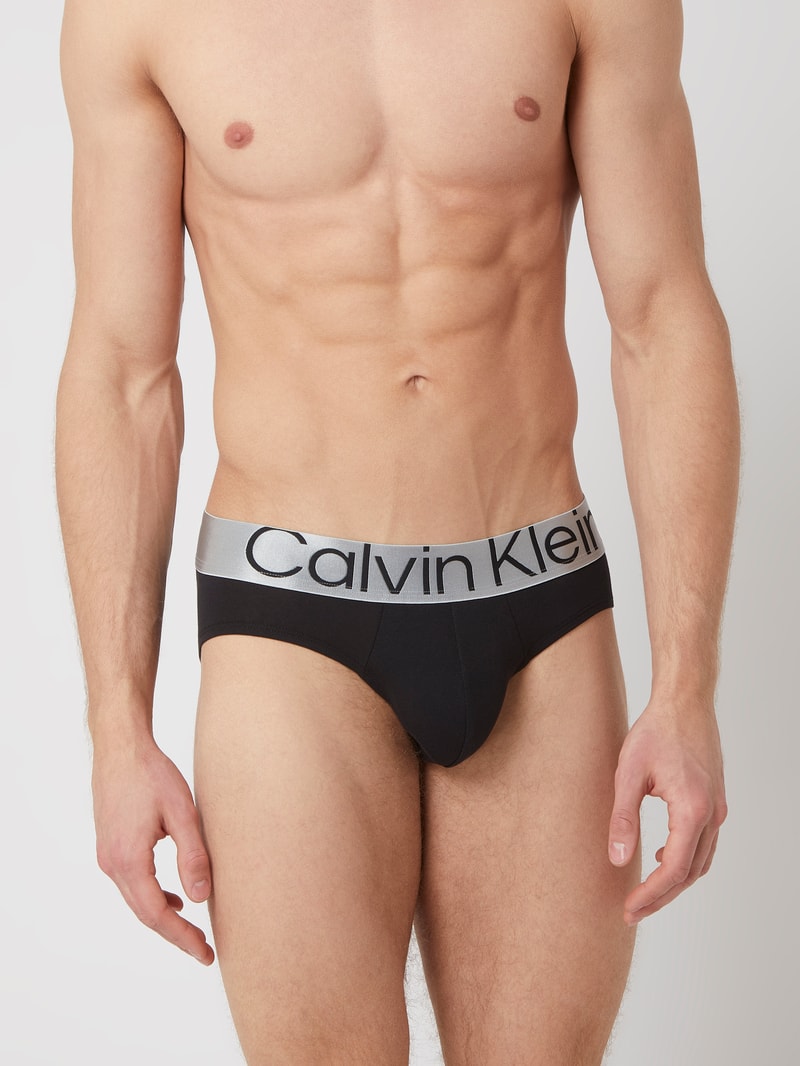 Slip mit elastischem Bund in metallic im 3er-Pack in mittelgrau