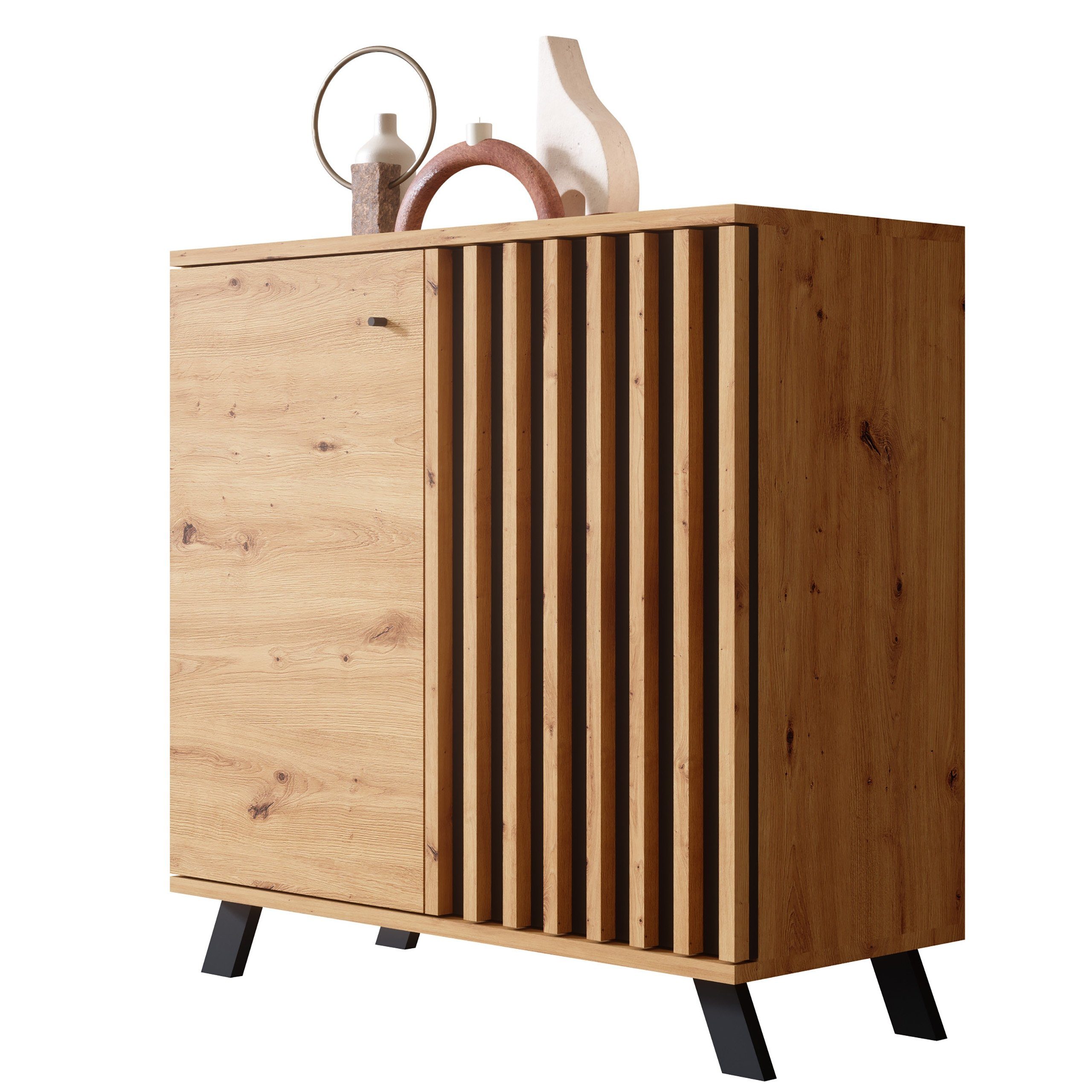 Newroom Sideboard Barea, Wildeiche Sideboard Modern Wandpaneel Vintage Highboard Anrichte