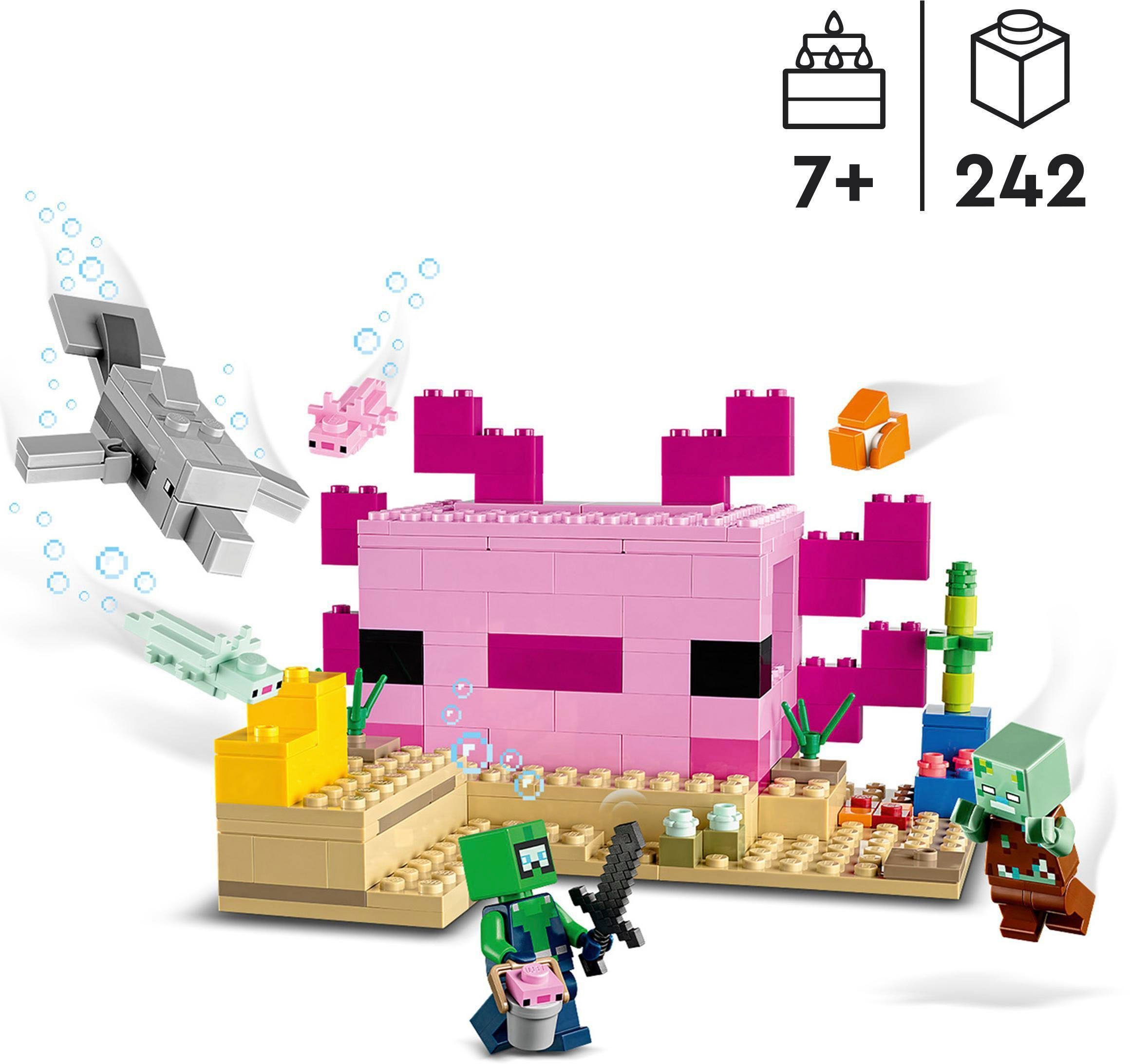 LEGO® Konstruktionsspielsteine Das Axolotl-Haus (21247), LEGO® Minecraft, (242 St), Made in Europe