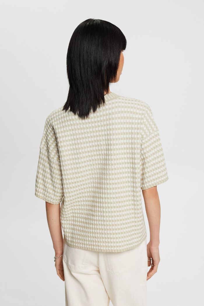 Gerippter Kurzarm-Pullover mit Streifen
