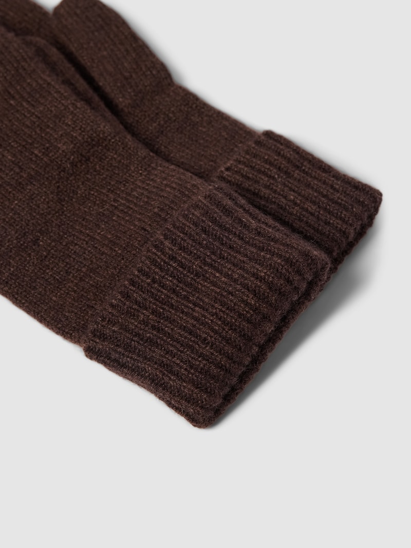 Handschuhe aus Kaschmir mit breitem Umschlang in schokobraun meliert
