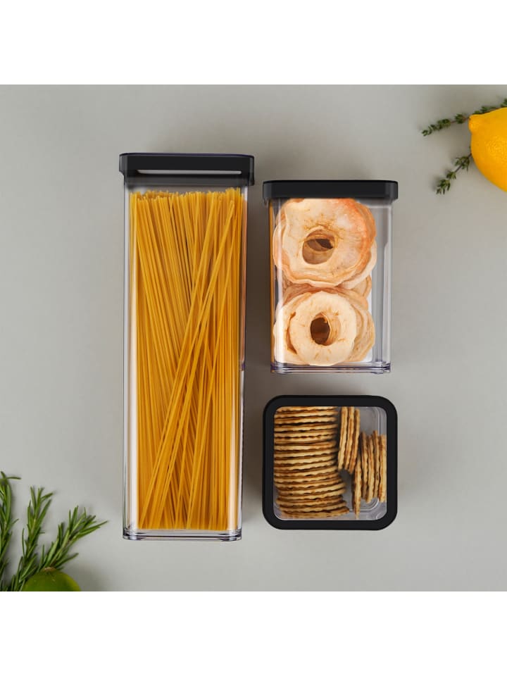 Rotho Loft 3er-Set Vorratsbehälter, Kunststoff  in Schwarz günstig kaufen onesize