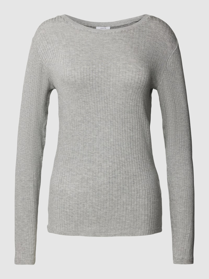 Strickpullover mit Strukturmuster Modell 'Sulikko' in hellgrau meliert