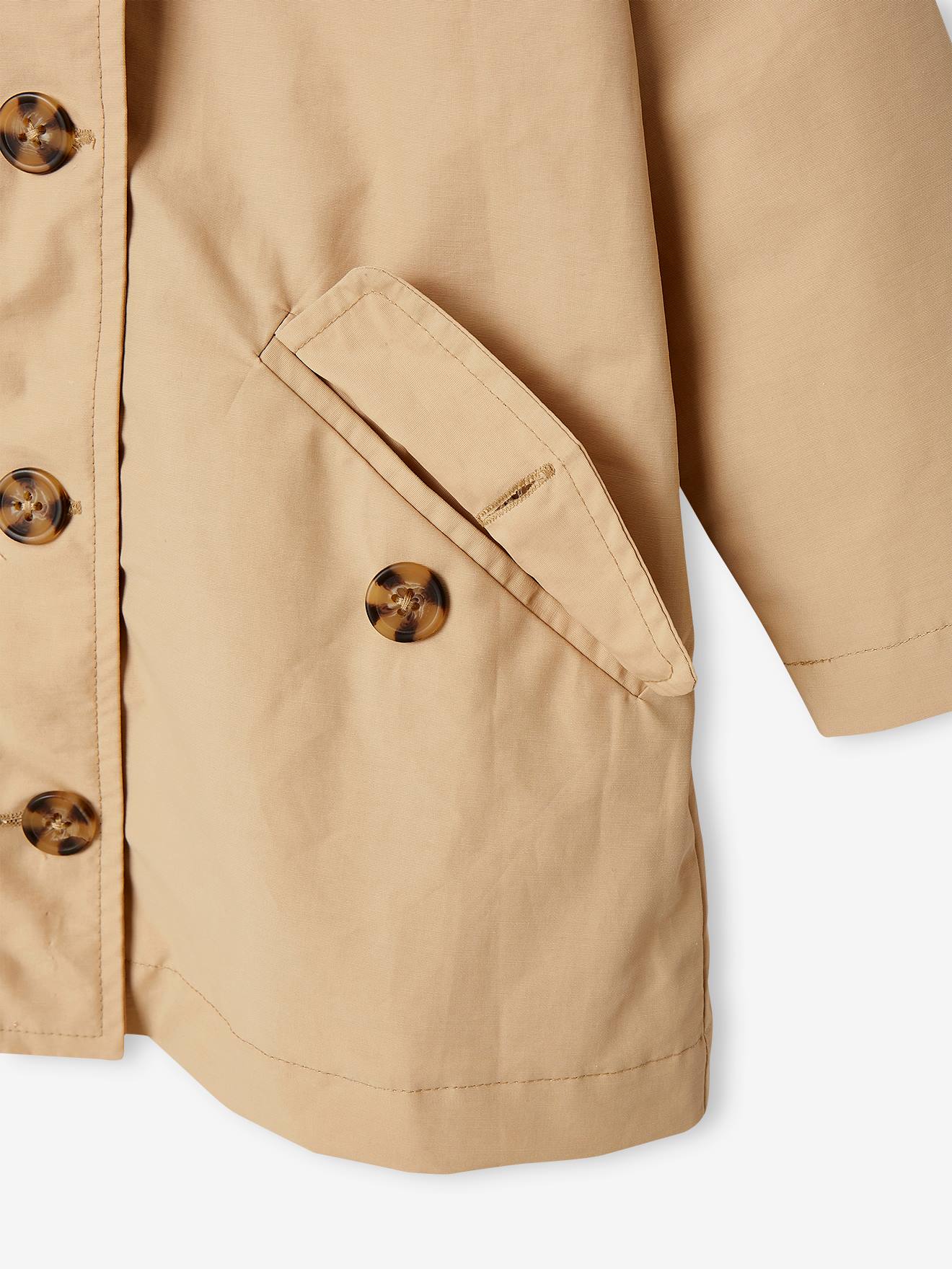 Trench à capuche mi-saison fille beige
