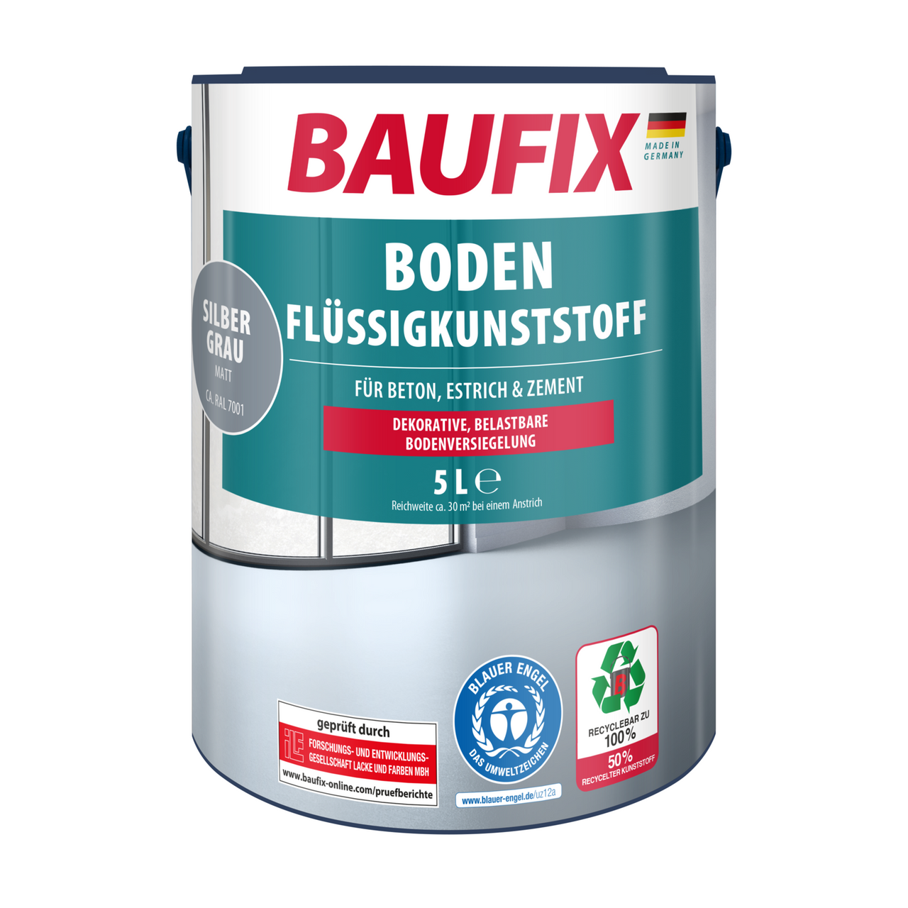 Baufix Boden-Flüssigkunststoff 5 l, silbergrau