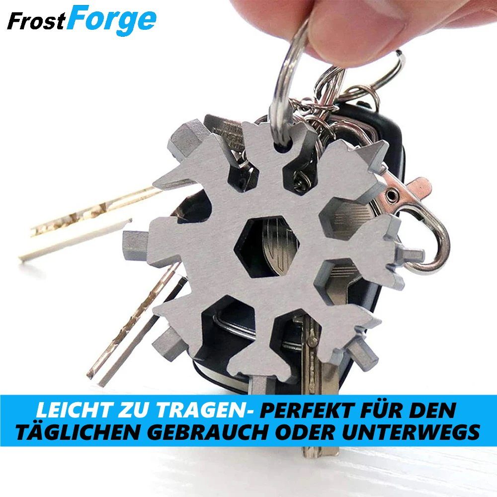 MAVURA Multitool FrostForge 18in1 Multi Werkzeug Schneeflocke Schneeflocken, Edelstahl Multifunktionswerkzeug Geschenk Gadget