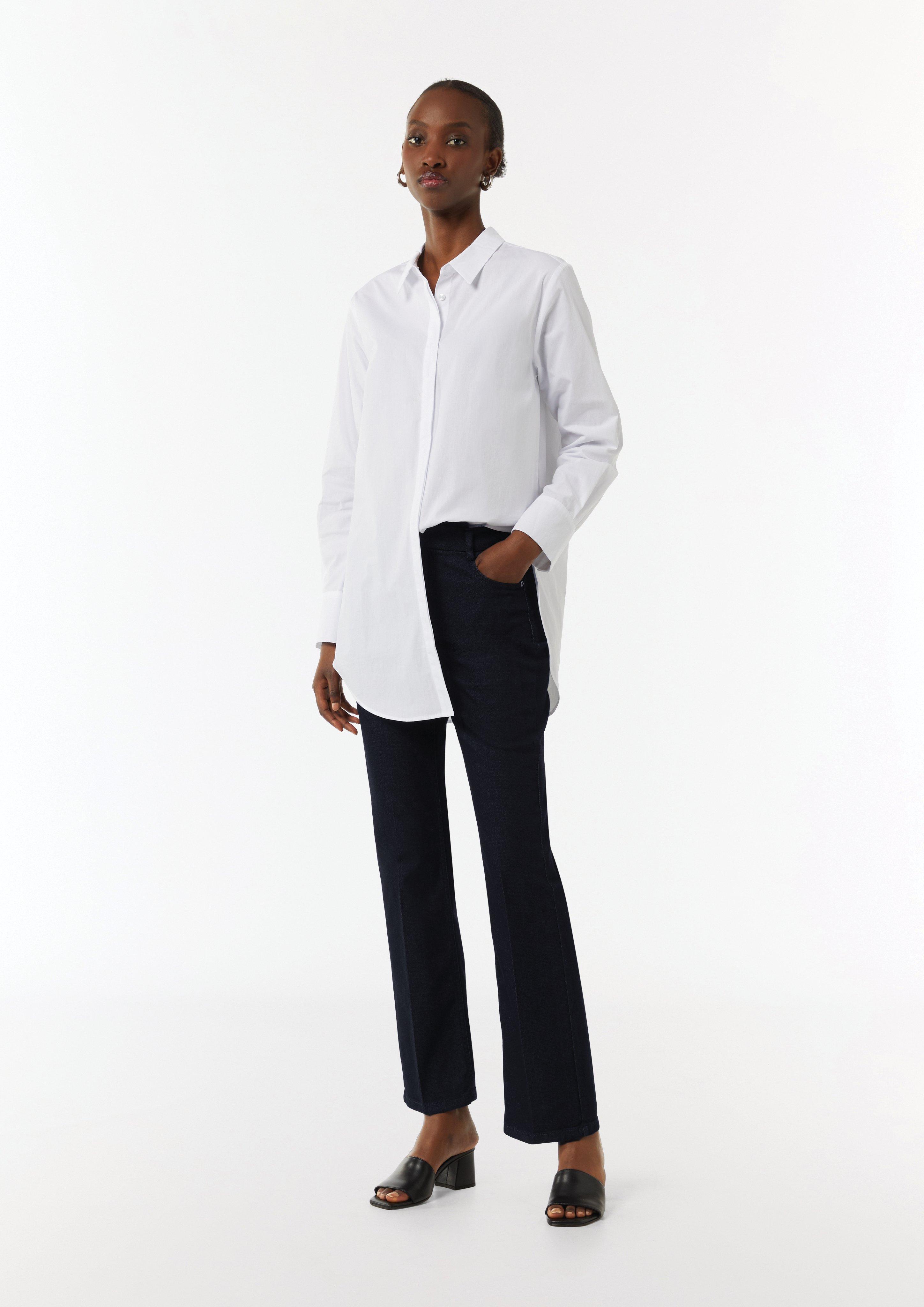 Elastische Jeans in dunkler Waschung mit Bügelfalten - navy