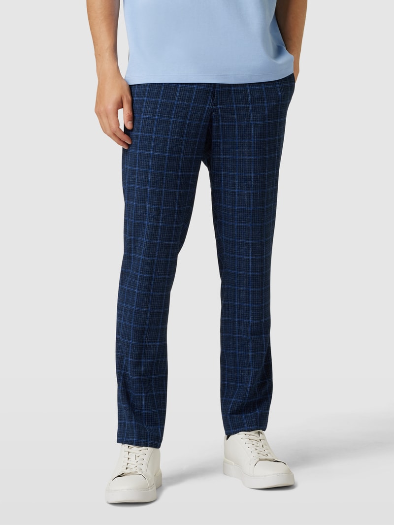 Stoffhose mit Glencheck-Muster in marineblau