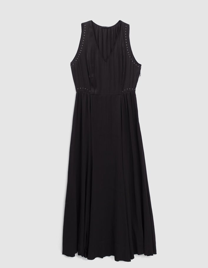 Robe longue noire fluide fendue Femme