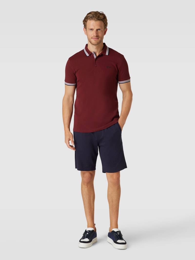 Poloshirt mit Label-Stitching Modell 'PADDY' in dunkelrot
