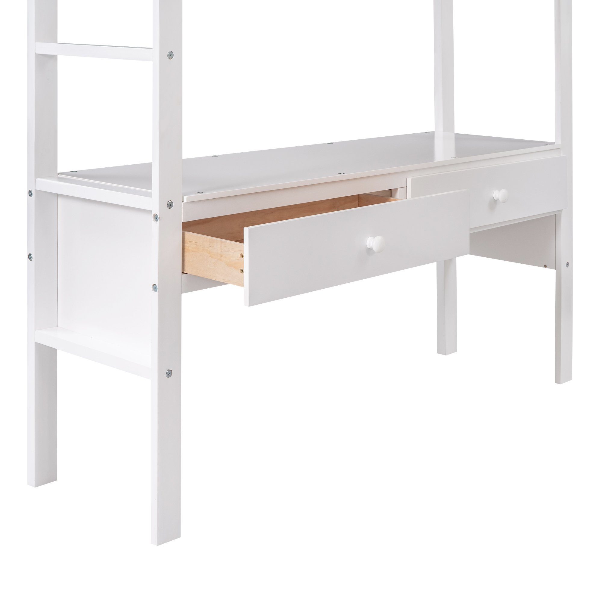 Fangqi Hochbett Großes Hochbett, Jugendbett mit Stauraum Schubladen und Schreibtisch