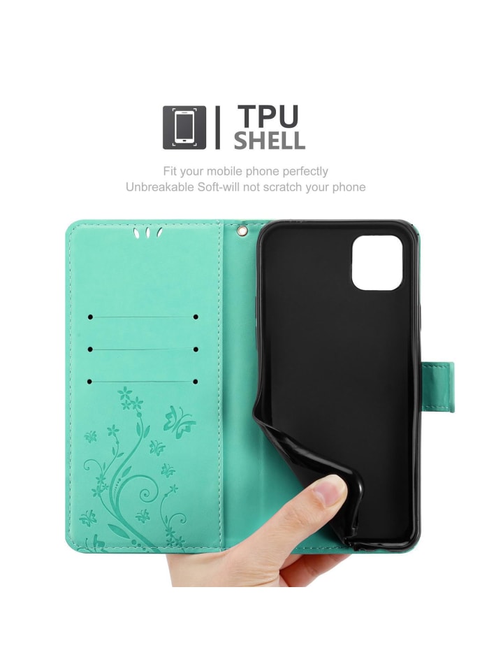 cadorabo Hülle für Apple iPhone 13 Blumen Design in FLORAL TÜRKIS günstig kaufen onesize