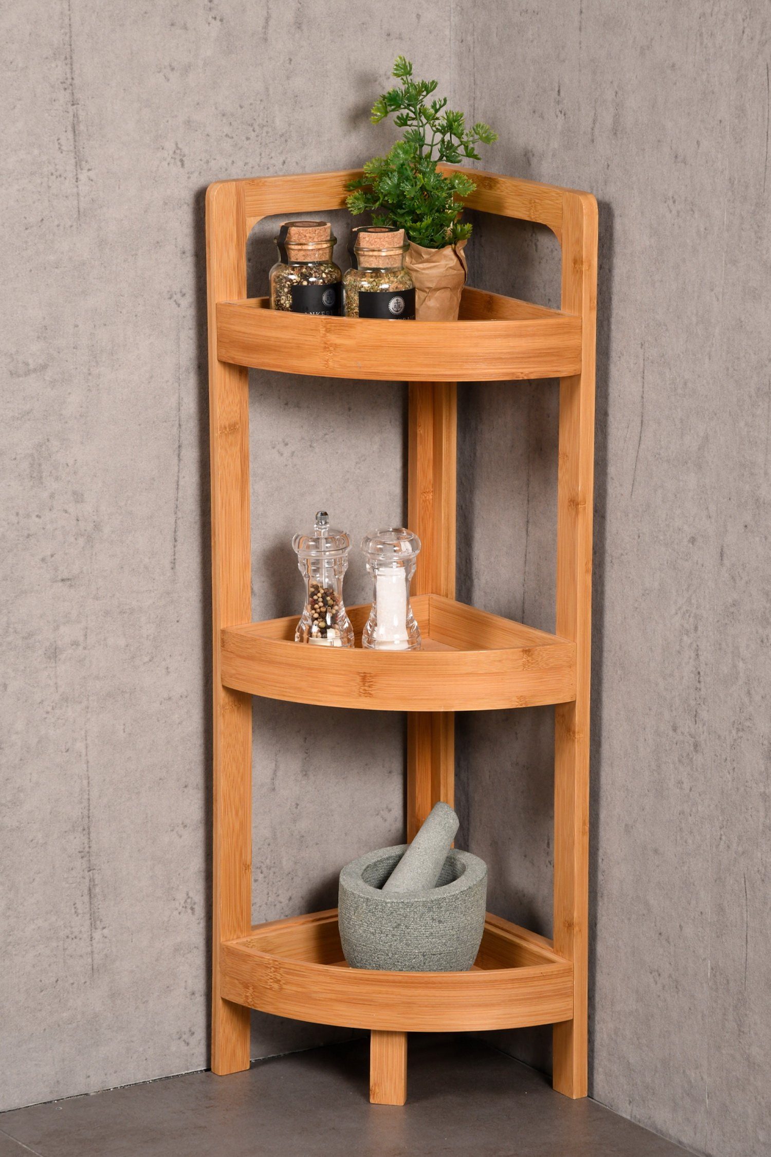 KESPER for kitchen & home Eckregal Bambus Badregal Küchenregal Standregal, FSC-zertifiziert