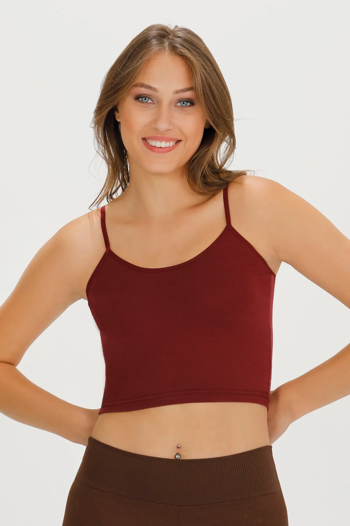 Sensu  Crop-Bustier aus Baumwolle mit Seilriemen für Damen – Bst1015