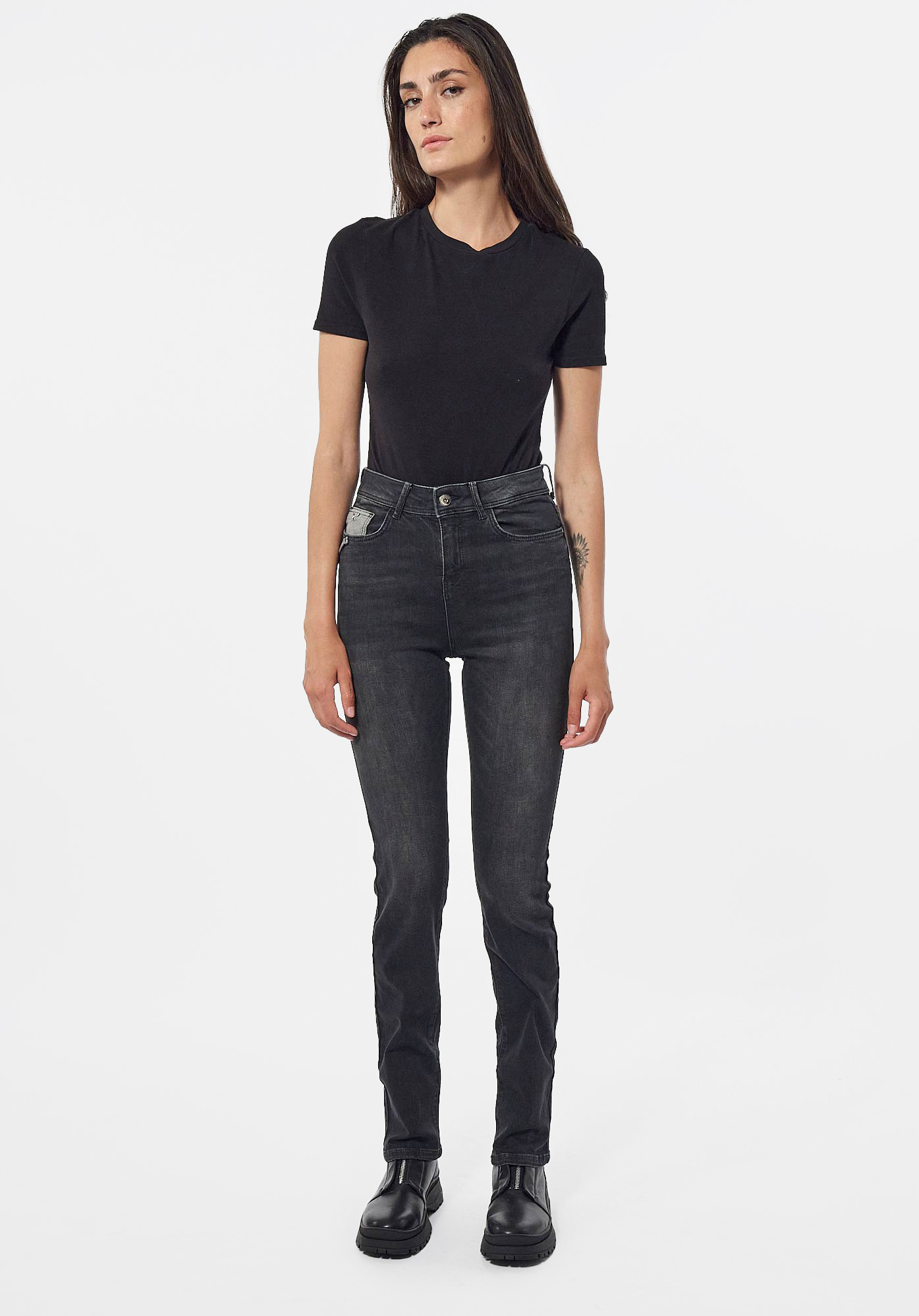 SIBEL  Jean demi-slim noir Femme