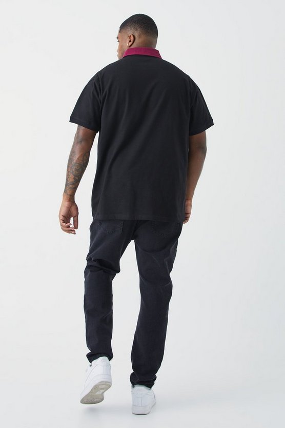 Plus Colour Block Striped Polo